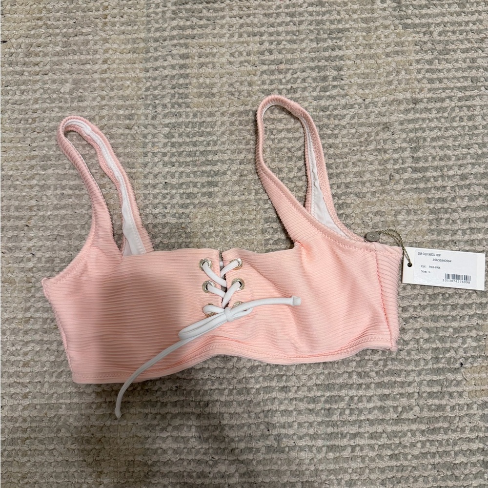 Heidi Klein Blush Ribbed Bikini Top - Picture 2 of 5